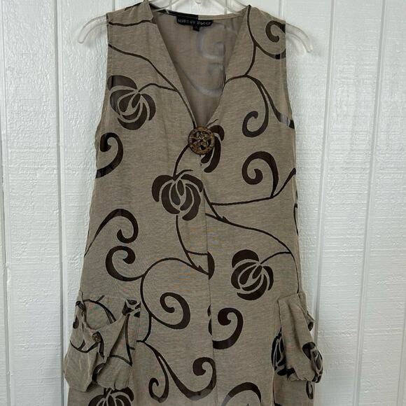 Mirror Image Women Sleeveless Tunic Top Vest Tan Lagenlook Y2K Boho Size Small - Picture 9 of 9